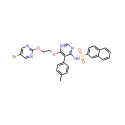 Cc1ccc(-c2c(NS(=O)(=O)c3ccc4ccccc4c3)ncnc2OCCOc2ncc(Br)cn2)cc1 ZINC000002002084