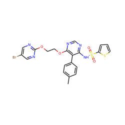 Cc1ccc(-c2c(NS(=O)(=O)c3cccs3)ncnc2OCCOc2ncc(Br)cn2)cc1 ZINC000002002093