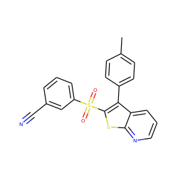 Cc1ccc(-c2c(S(=O)(=O)c3cccc(C#N)c3)sc3ncccc23)cc1 ZINC000138758676