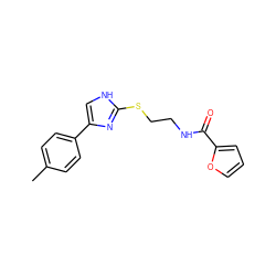 Cc1ccc(-c2c[nH]c(SCCNC(=O)c3ccco3)n2)cc1 ZINC000004315396