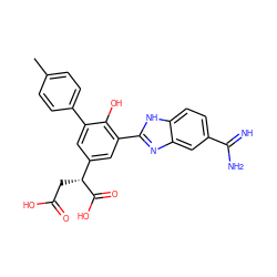 Cc1ccc(-c2cc([C@@H](CC(=O)O)C(=O)O)cc(-c3nc4cc(C(=N)N)ccc4[nH]3)c2O)cc1 ZINC000014957023