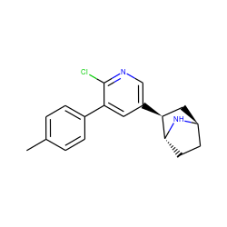 Cc1ccc(-c2cc([C@H]3C[C@H]4CC[C@H]3N4)cnc2Cl)cc1 ZINC000253637914