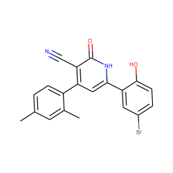 Cc1ccc(-c2cc(-c3cc(Br)ccc3O)[nH]c(=O)c2C#N)c(C)c1 ZINC000028821547