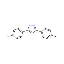 Cc1ccc(-c2cc(-c3ccc(F)cc3)[nH]n2)cc1 ZINC000035242265