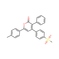 Cc1ccc(-c2cc(-c3ccc(S(C)(=O)=O)cc3)c(-c3ccccc3)c(=O)o2)cc1 ZINC000013581300