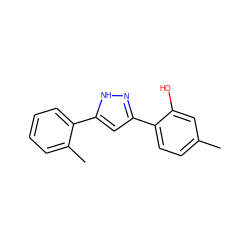 Cc1ccc(-c2cc(-c3ccccc3C)[nH]n2)c(O)c1 ZINC000013126658