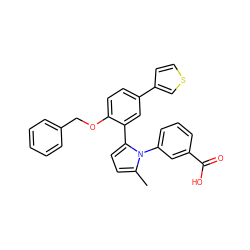 Cc1ccc(-c2cc(-c3ccsc3)ccc2OCc2ccccc2)n1-c1cccc(C(=O)O)c1 ZINC000040763110