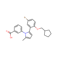 Cc1ccc(-c2cc(Br)ccc2OCC2CCCC2)n1-c1cccc(C(=O)O)c1 ZINC000040564882