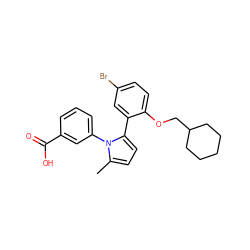 Cc1ccc(-c2cc(Br)ccc2OCC2CCCCC2)n1-c1cccc(C(=O)O)c1 ZINC000040566057