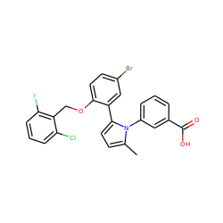 Cc1ccc(-c2cc(Br)ccc2OCc2c(F)cccc2Cl)n1-c1cccc(C(=O)O)c1 ZINC000040762297