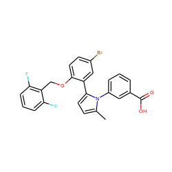 Cc1ccc(-c2cc(Br)ccc2OCc2c(F)cccc2F)n1-c1cccc(C(=O)O)c1 ZINC000040566816