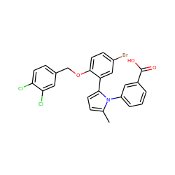 Cc1ccc(-c2cc(Br)ccc2OCc2ccc(Cl)c(Cl)c2)n1-c1cccc(C(=O)O)c1 ZINC000044032056