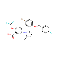 Cc1ccc(-c2cc(Br)ccc2OCc2ccc(F)cc2)n1-c1ccc(OC(F)F)c(C(=O)O)c1 ZINC000028707681