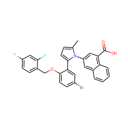 Cc1ccc(-c2cc(Br)ccc2OCc2ccc(F)cc2F)n1-c1cc(C(=O)O)c2ccccc2c1 ZINC000028707754