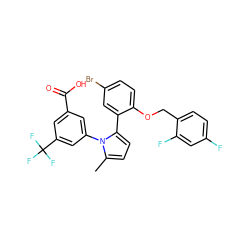 Cc1ccc(-c2cc(Br)ccc2OCc2ccc(F)cc2F)n1-c1cc(C(=O)O)cc(C(F)(F)F)c1 ZINC000028819022