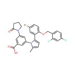 Cc1ccc(-c2cc(Br)ccc2OCc2ccc(F)cc2F)n1-c1cc(C(=O)O)cc(N2CCCC2=O)c1 ZINC000028819049