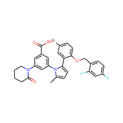 Cc1ccc(-c2cc(Br)ccc2OCc2ccc(F)cc2F)n1-c1cc(C(=O)O)cc(N2CCCCC2=O)c1 ZINC000028819052