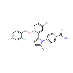 Cc1ccc(-c2cc(Br)ccc2OCc2ccc(F)cc2F)n1-c1ccc(C(N)=O)cc1 ZINC000028822625