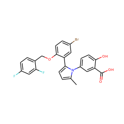 Cc1ccc(-c2cc(Br)ccc2OCc2ccc(F)cc2F)n1-c1ccc(O)c(C(=O)O)c1 ZINC000028707671