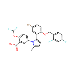 Cc1ccc(-c2cc(Br)ccc2OCc2ccc(F)cc2F)n1-c1ccc(OC(F)F)c(C(=O)O)c1 ZINC000028707685