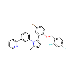 Cc1ccc(-c2cc(Br)ccc2OCc2ccc(F)cc2F)n1-c1cccc(-c2ccccn2)c1 ZINC000028822663