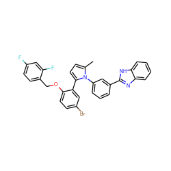 Cc1ccc(-c2cc(Br)ccc2OCc2ccc(F)cc2F)n1-c1cccc(-c2nc3ccccc3[nH]2)c1 ZINC000028822666