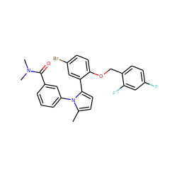 Cc1ccc(-c2cc(Br)ccc2OCc2ccc(F)cc2F)n1-c1cccc(C(=O)N(C)C)c1 ZINC000028822646