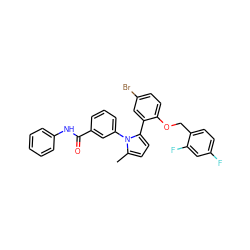 Cc1ccc(-c2cc(Br)ccc2OCc2ccc(F)cc2F)n1-c1cccc(C(=O)Nc2ccccc2)c1 ZINC000028822647