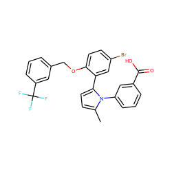 Cc1ccc(-c2cc(Br)ccc2OCc2cccc(C(F)(F)F)c2)n1-c1cccc(C(=O)O)c1 ZINC000044032190