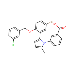 Cc1ccc(-c2cc(Br)ccc2OCc2cccc(Cl)c2)n1-c1cccc(C(=O)O)c1 ZINC000040565780