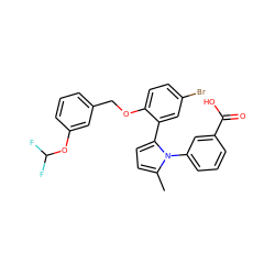 Cc1ccc(-c2cc(Br)ccc2OCc2cccc(OC(F)F)c2)n1-c1cccc(C(=O)O)c1 ZINC000043531773