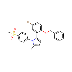 Cc1ccc(-c2cc(Br)ccc2OCc2ccccc2)n1-c1ccc(S(C)(=O)=O)cc1 ZINC000028822623