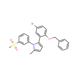 Cc1ccc(-c2cc(Br)ccc2OCc2ccccc2)n1-c1cccc(S(C)(=O)=O)c1 ZINC000028822620