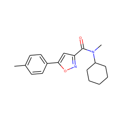 Cc1ccc(-c2cc(C(=O)N(C)C3CCCCC3)no2)cc1 ZINC000000815091