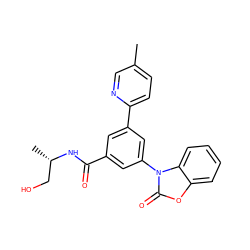 Cc1ccc(-c2cc(C(=O)N[C@@H](C)CO)cc(-n3c(=O)oc4ccccc43)c2)nc1 ZINC000113542533