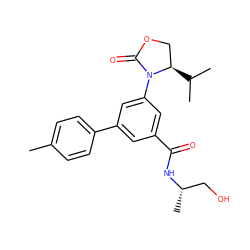 Cc1ccc(-c2cc(C(=O)N[C@@H](C)CO)cc(N3C(=O)OC[C@H]3C(C)C)c2)cc1 ZINC000113542968