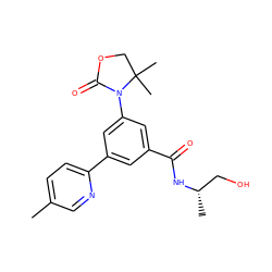 Cc1ccc(-c2cc(C(=O)N[C@@H](C)CO)cc(N3C(=O)OCC3(C)C)c2)nc1 ZINC000113544040