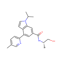 Cc1ccc(-c2cc(C(=O)N[C@@H](C)CO)cc3c2ccn3C(C)C)nc1 ZINC000142244725