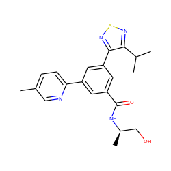 Cc1ccc(-c2cc(C(=O)N[C@H](C)CO)cc(-c3nsnc3C(C)C)c2)nc1 ZINC000114290925