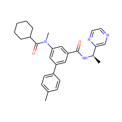 Cc1ccc(-c2cc(C(=O)N[C@H](C)c3cnccn3)cc(N(C)C(=O)C3CCCCC3)c2)cc1 ZINC000142654547