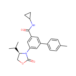 Cc1ccc(-c2cc(C(=O)NC3CC3)cc(N3C(=O)OC[C@H]3C(C)C)c2)cc1 ZINC000113541076