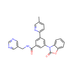 Cc1ccc(-c2cc(C(=O)NCc3cncnc3)cc(-n3c(=O)oc4ccccc43)c2)nc1 ZINC000113542346