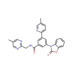 Cc1ccc(-c2cc(C(=O)NCc3ncc(C)cn3)cc(-n3c(=O)oc4ccccc43)c2)nc1 ZINC000113543161