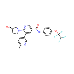 Cc1ccc(-c2cc(C(=O)Nc3ccc(OC(F)(F)C(F)F)cc3)cnc2N2CC[C@@H](O)C2)cn1 ZINC001772619813