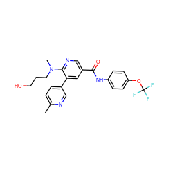 Cc1ccc(-c2cc(C(=O)Nc3ccc(OC(F)(F)F)cc3)cnc2N(C)CCCO)cn1 ZINC001772571147