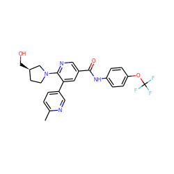 Cc1ccc(-c2cc(C(=O)Nc3ccc(OC(F)(F)F)cc3)cnc2N2CC[C@@H](CO)C2)cn1 ZINC001772657791