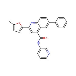 Cc1ccc(-c2cc(C(=O)Nc3cccnc3)c3cc(-c4ccccc4)ccc3n2)o1 ZINC000149868343