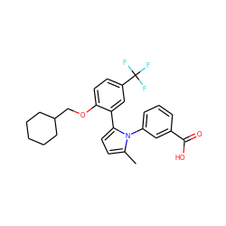 Cc1ccc(-c2cc(C(F)(F)F)ccc2OCC2CCCCC2)n1-c1cccc(C(=O)O)c1 ZINC000040763248