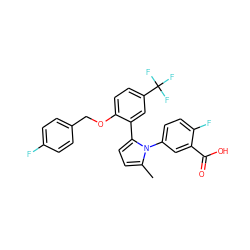 Cc1ccc(-c2cc(C(F)(F)F)ccc2OCc2ccc(F)cc2)n1-c1ccc(F)c(C(=O)O)c1 ZINC000028707631