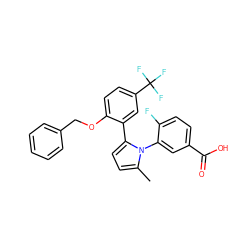 Cc1ccc(-c2cc(C(F)(F)F)ccc2OCc2ccccc2)n1-c1cc(C(=O)O)ccc1F ZINC000028818966